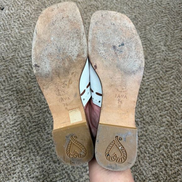 Brighton Womens 7.5 Java Slide Sandals Slip-On White Leather With Bow Western - Picture 8 of 14